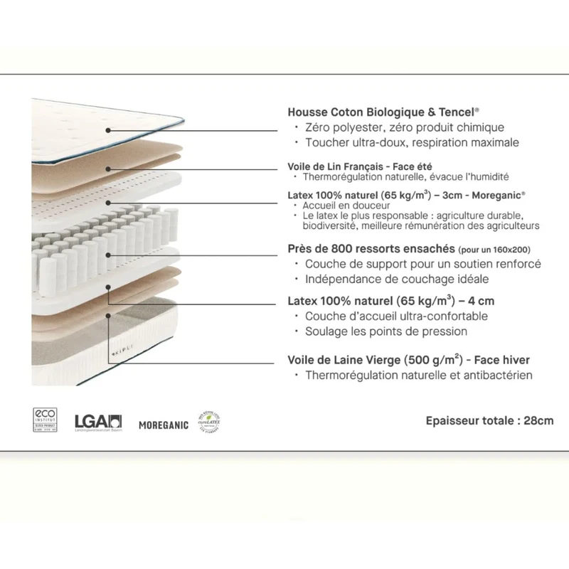 Matelas KIPLI Hybride Ultime 160x200cm
