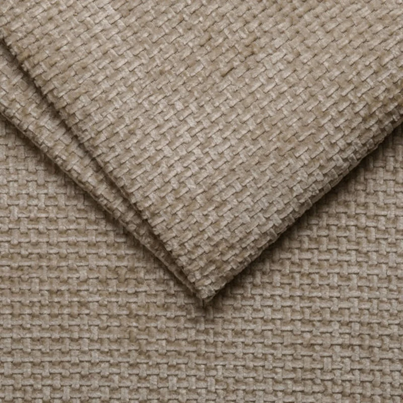 Pouf MICADONI Molino en tissu chenille beige foncé