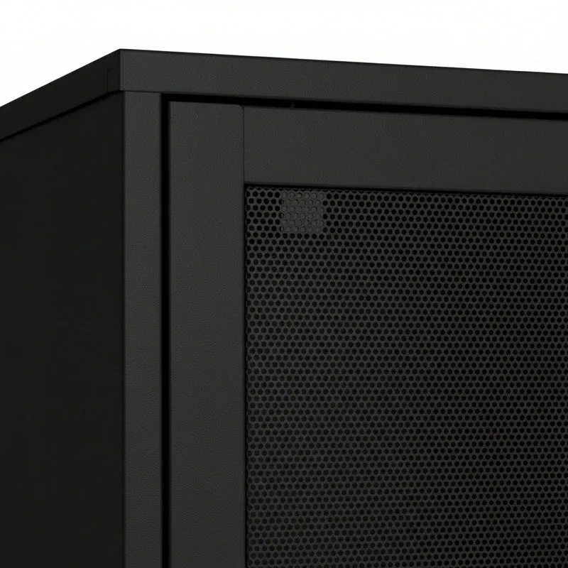Vaisselier DRAWER Kiso 4 portes 2 niches en métal noir H180cm