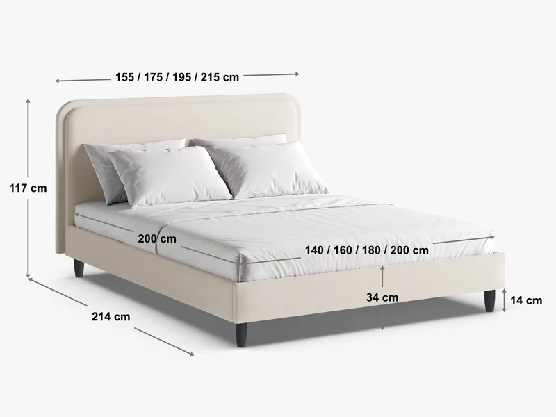 Lit MICADONI Aveline en Velours et Cuir végan Amande beige et Bordeaux 200x200cm