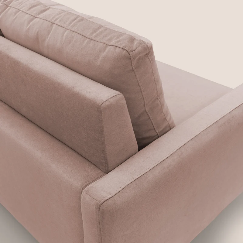 Matisse canapé avec assises coulissantes et dossier en duvet d'oie en tissu détachable T17 rose