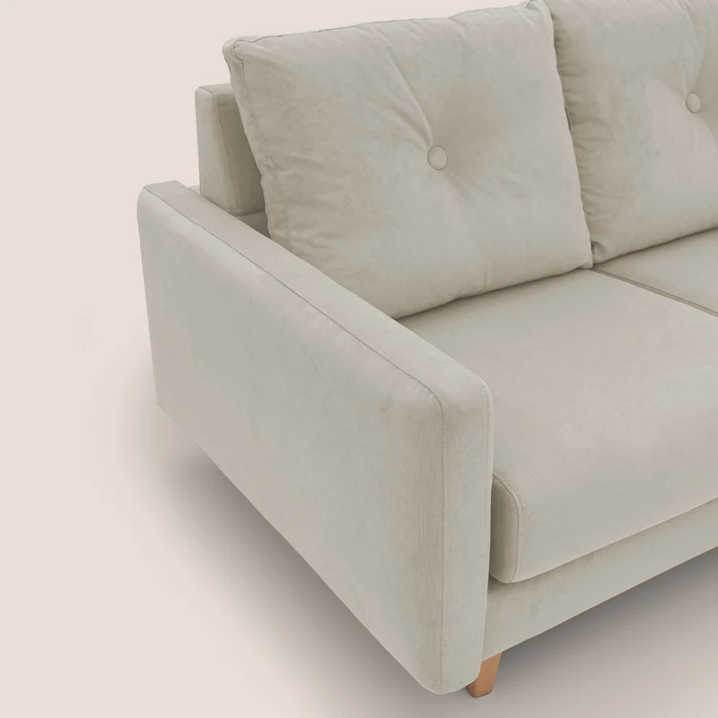 Matisse canapé avec assises coulissantes et dossier en duvet d'oie en tissu détachable T17 crème