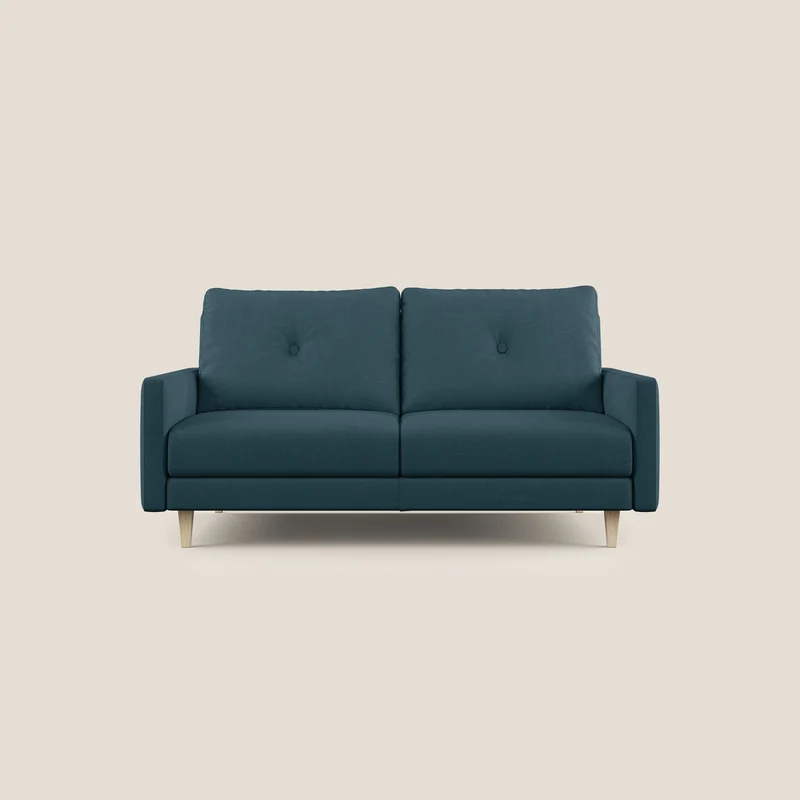 Matisse canapé avec assises coulissantes et dossier en duvet d'oie en tissu détachable T17 bleu canard