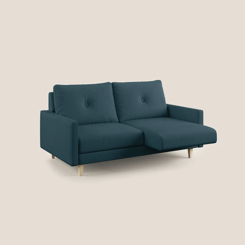 Matisse canapé avec assises coulissantes et dossier en duvet d'oie en tissu détachable T17 bleu canard