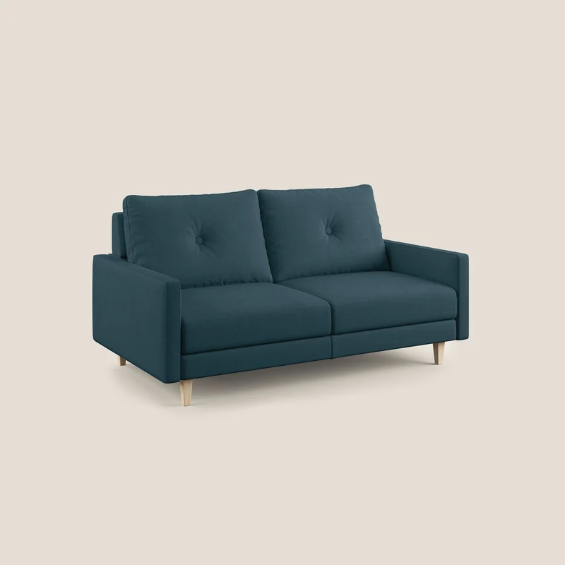 Matisse canapé avec assises coulissantes et dossier en duvet d'oie en tissu détachable T17 bleu canard