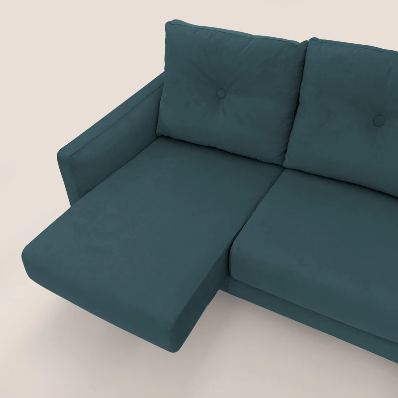 Matisse canapé avec assises coulissantes et dossier en duvet d'oie en tissu détachable T17 bleu canard