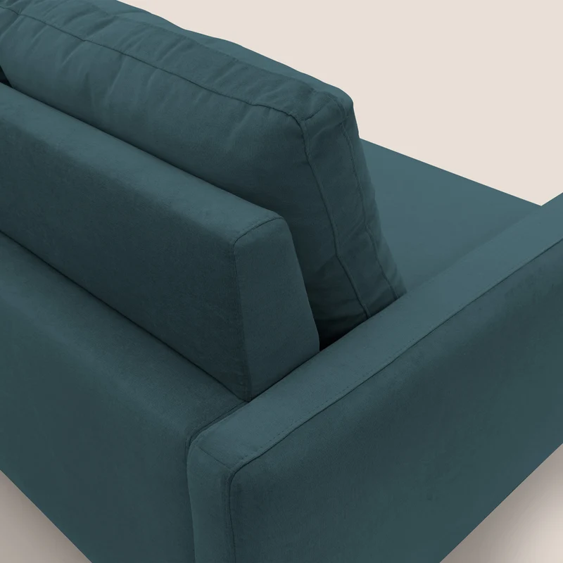 Matisse canapé avec assises coulissantes et dossier en duvet d'oie en tissu détachable T17 bleu canard