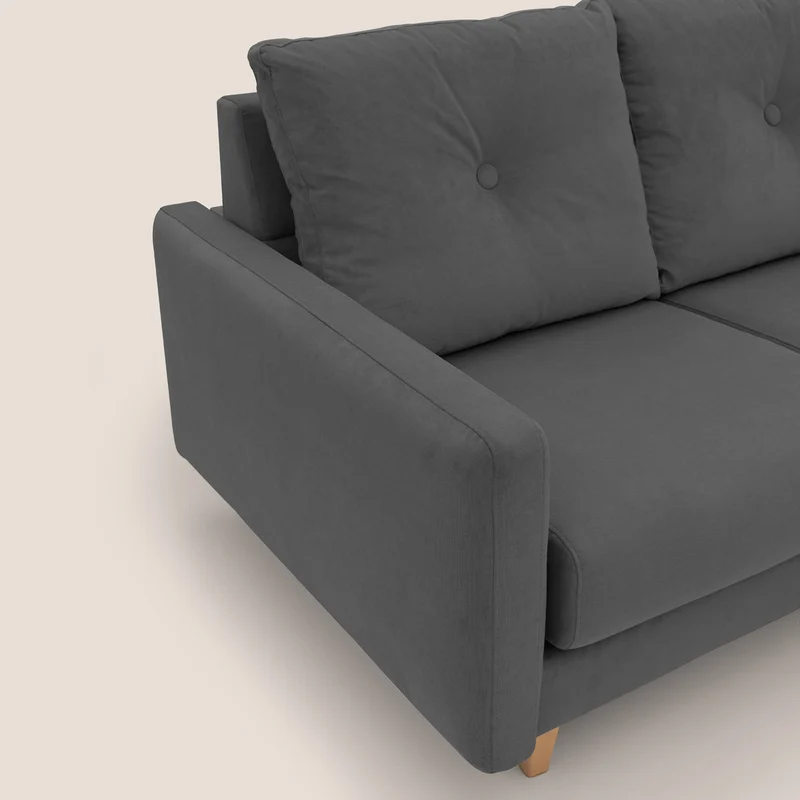 Matisse canapé avec assises coulissantes et dossier en duvet d'oie en tissu détachable T17 anthracite