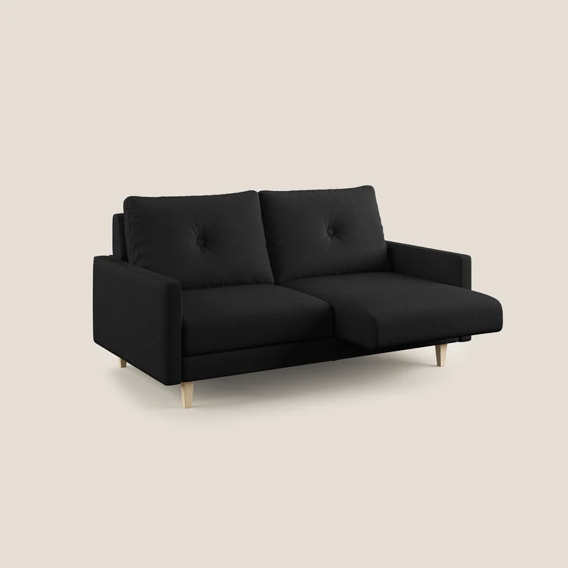 Matisse canapé avec assises coulissantes et dossier en duvet d'oie en tissu détachable T17 noir