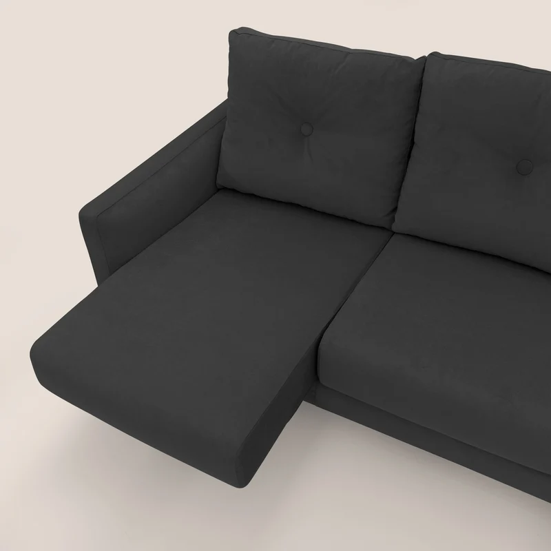 Matisse canapé avec assises coulissantes et dossier en duvet d'oie en tissu détachable T17 noir