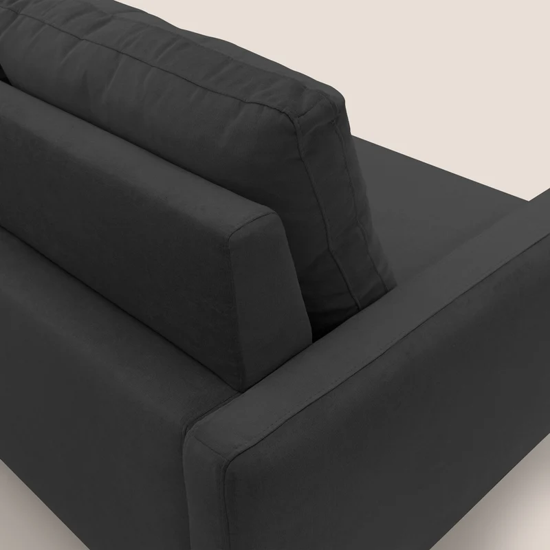 Matisse canapé avec assises coulissantes et dossier en duvet d'oie en tissu détachable T17 noir