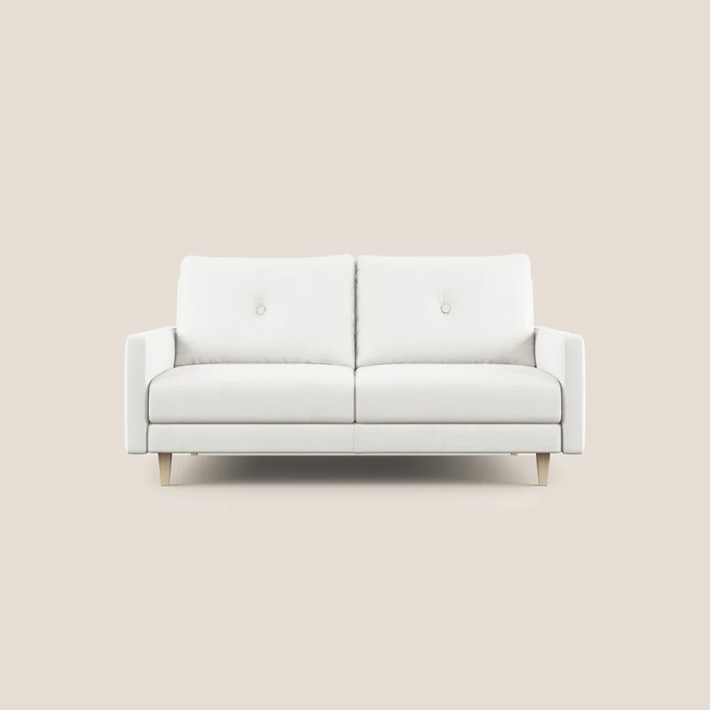 Matisse canapé avec assises coulissantes et dossier en duvet d'oie en tissu détachable T17 blanc