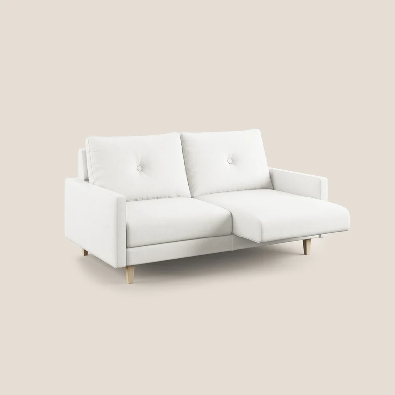 Matisse canapé avec assises coulissantes et dossier en duvet d'oie en tissu détachable T17 blanc