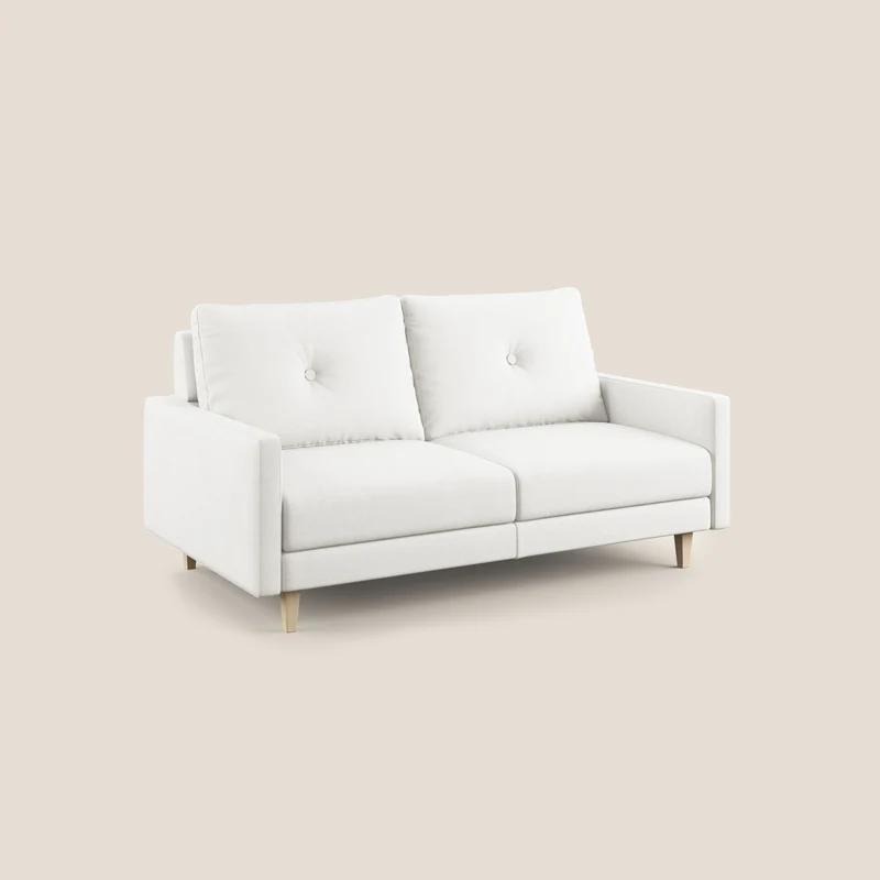 Matisse canapé avec assises coulissantes et dossier en duvet d'oie en tissu détachable T17 blanc
