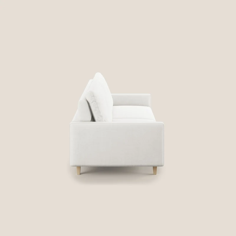 Matisse canapé avec assises coulissantes et dossier en duvet d'oie en tissu détachable T17 blanc
