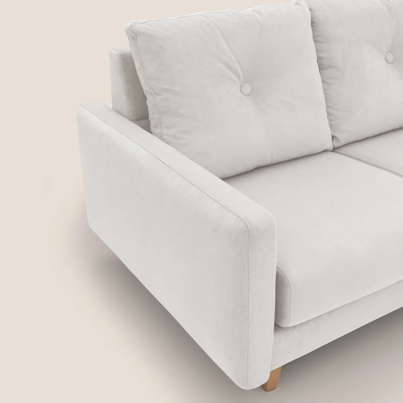Matisse canapé avec assises coulissantes et dossier en duvet d'oie en tissu détachable T17 blanc