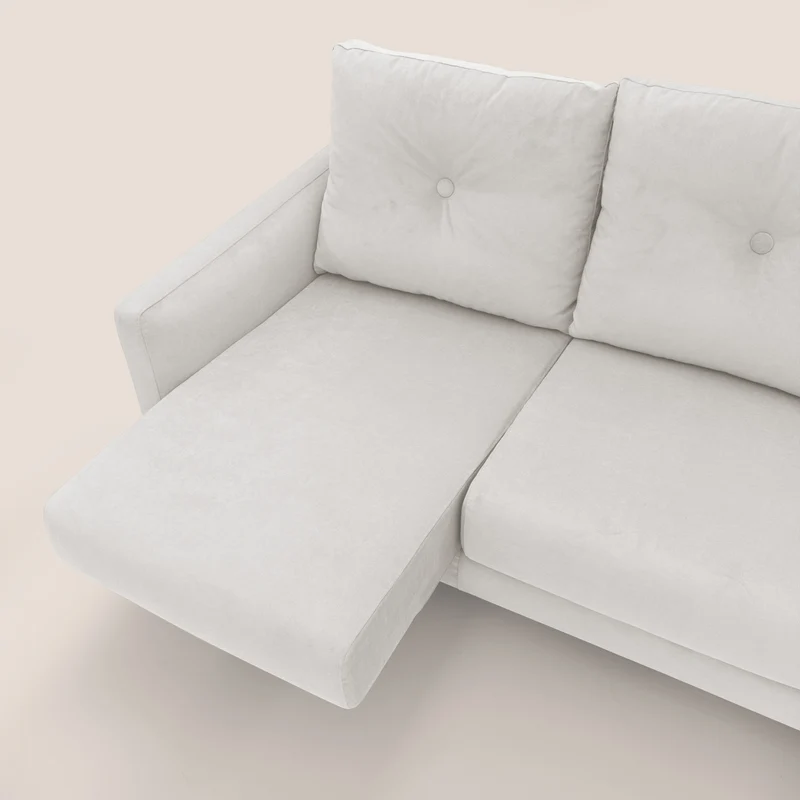 Matisse canapé avec assises coulissantes et dossier en duvet d'oie en tissu détachable T17 blanc