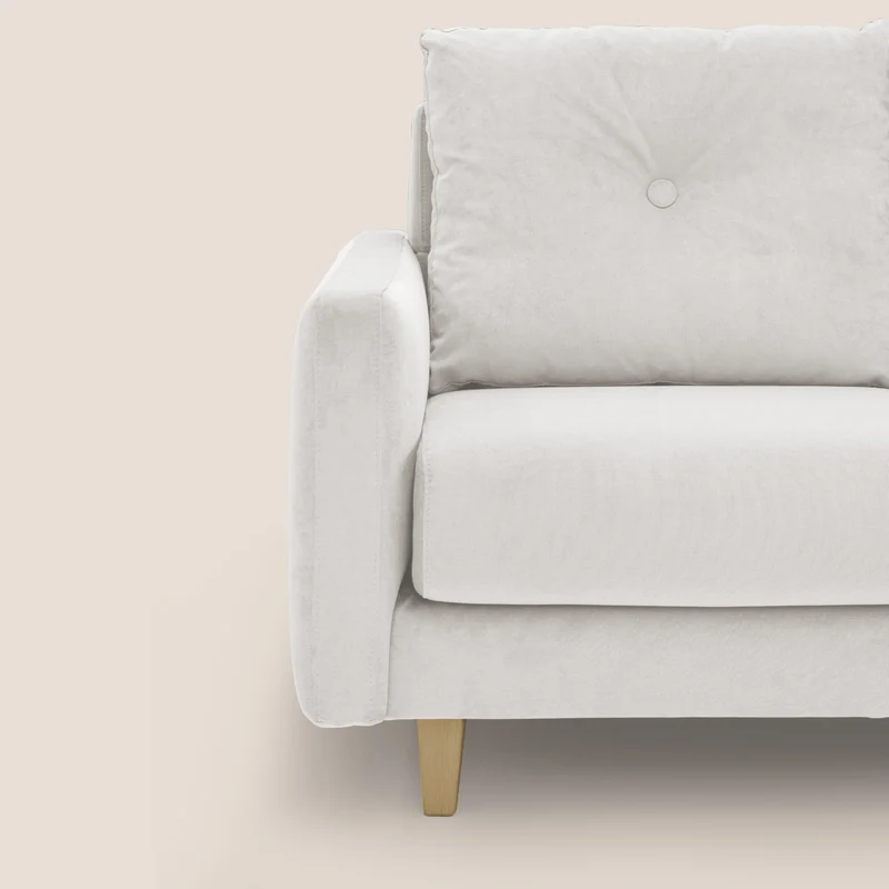 Matisse canapé avec assises coulissantes et dossier en duvet d'oie en tissu détachable T17 blanc