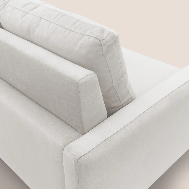 Matisse canapé avec assises coulissantes et dossier en duvet d'oie en tissu détachable T17 blanc