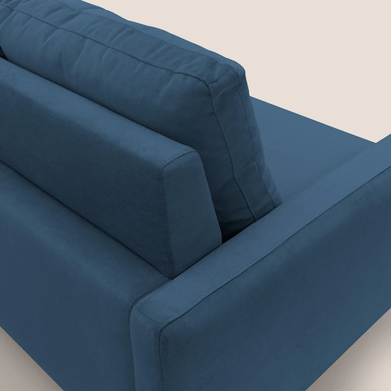Matisse canapé avec assises coulissantes et dossier en duvet d'oie en tissu détachable T17 bleu