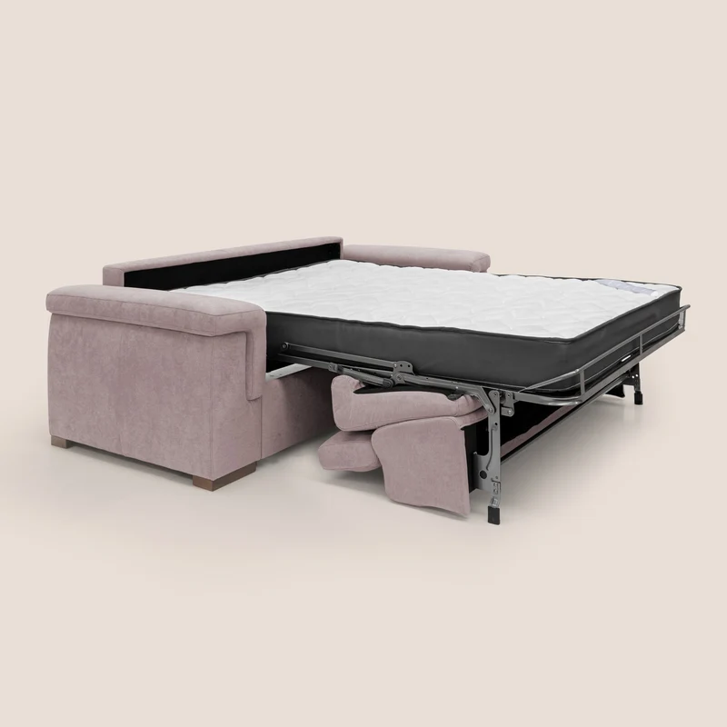 Giunone canapé convertible avec matelas de 18 cm et têtières inclinables en tissu imperméable T02 rose