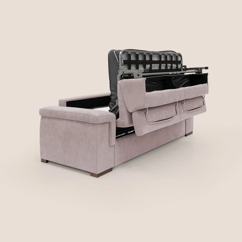 Giunone canapé convertible avec matelas de 18 cm et têtières inclinables en tissu imperméable T02 rose