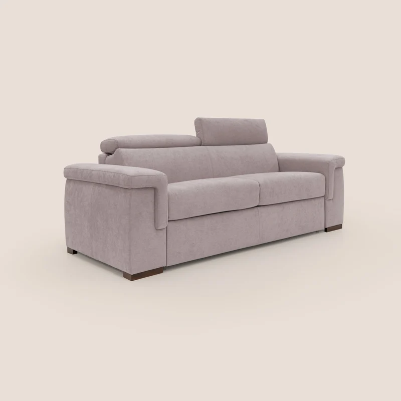 Giunone canapé convertible avec matelas de 18 cm et têtières inclinables en tissu imperméable T02 rose
