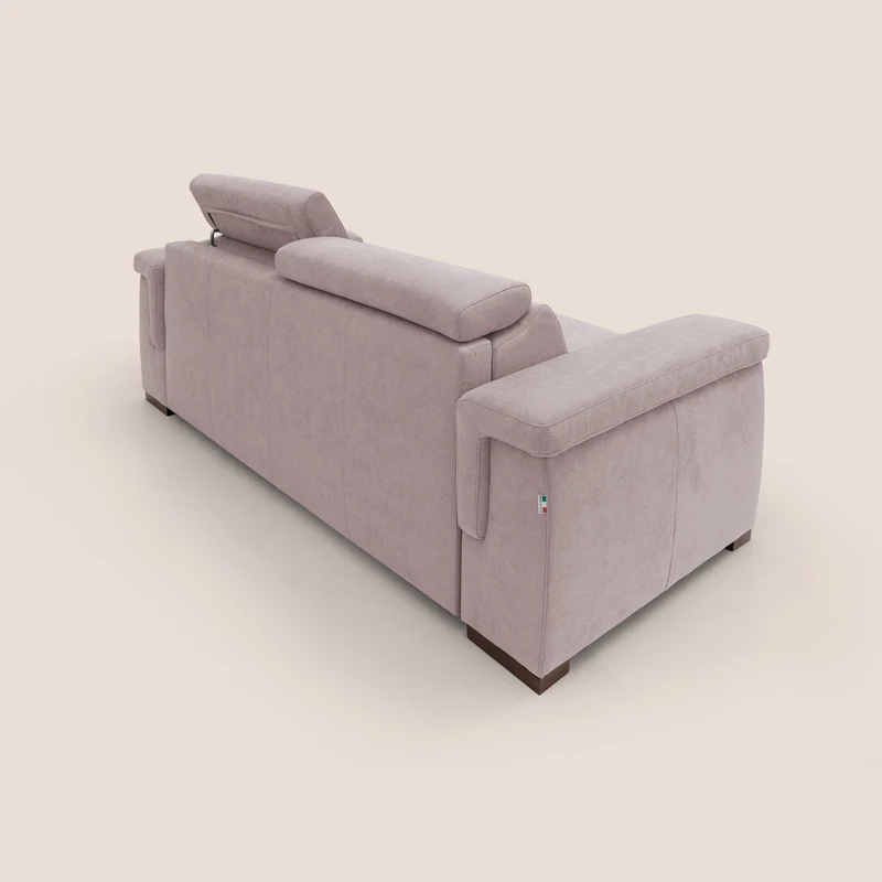 Giunone canapé convertible avec matelas de 18 cm et têtières inclinables en tissu imperméable T02 rose