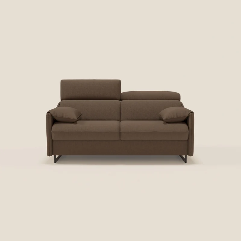 Violetta Canapé convertible matelas H18 cm - têtières réglables et accoudoirs amovibles en tissu imperméable T13 marron