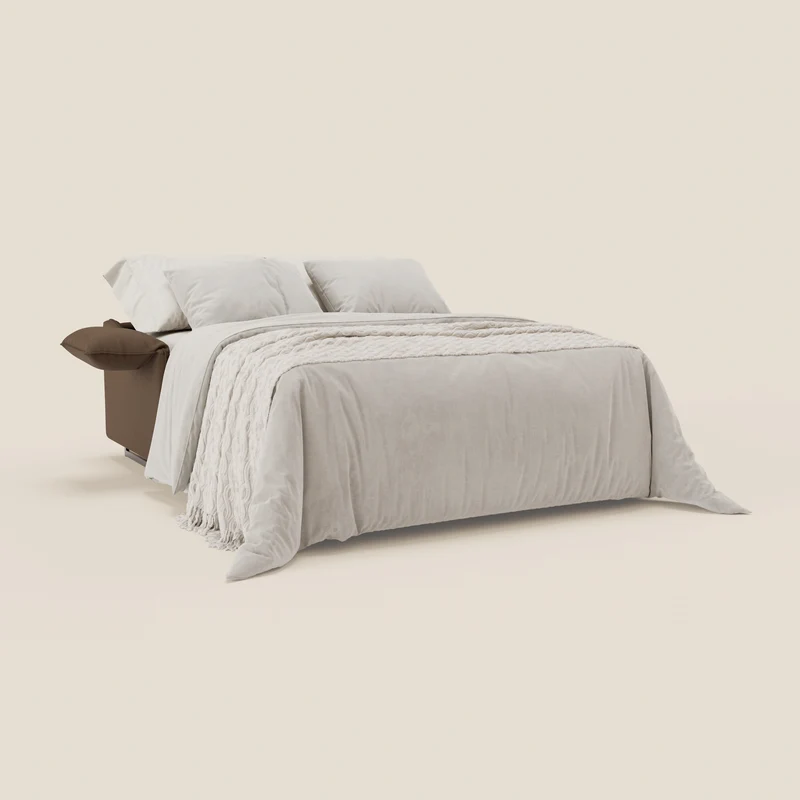 Violetta Canapé convertible matelas H18 cm - têtières réglables et accoudoirs amovibles en tissu imperméable T13 marron
