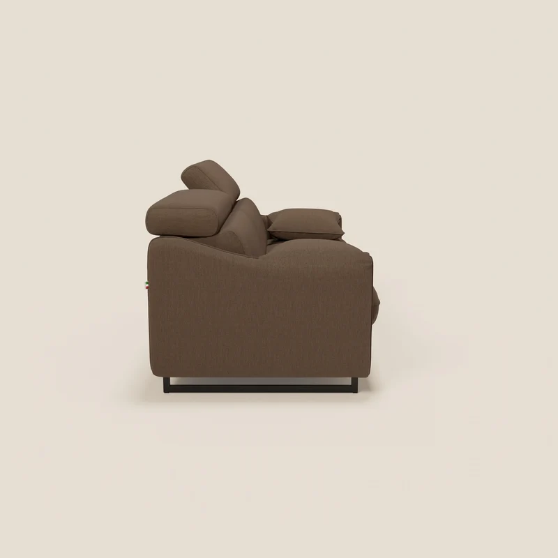 Violetta Canapé convertible matelas H18 cm - têtières réglables et accoudoirs amovibles en tissu imperméable T13 marron