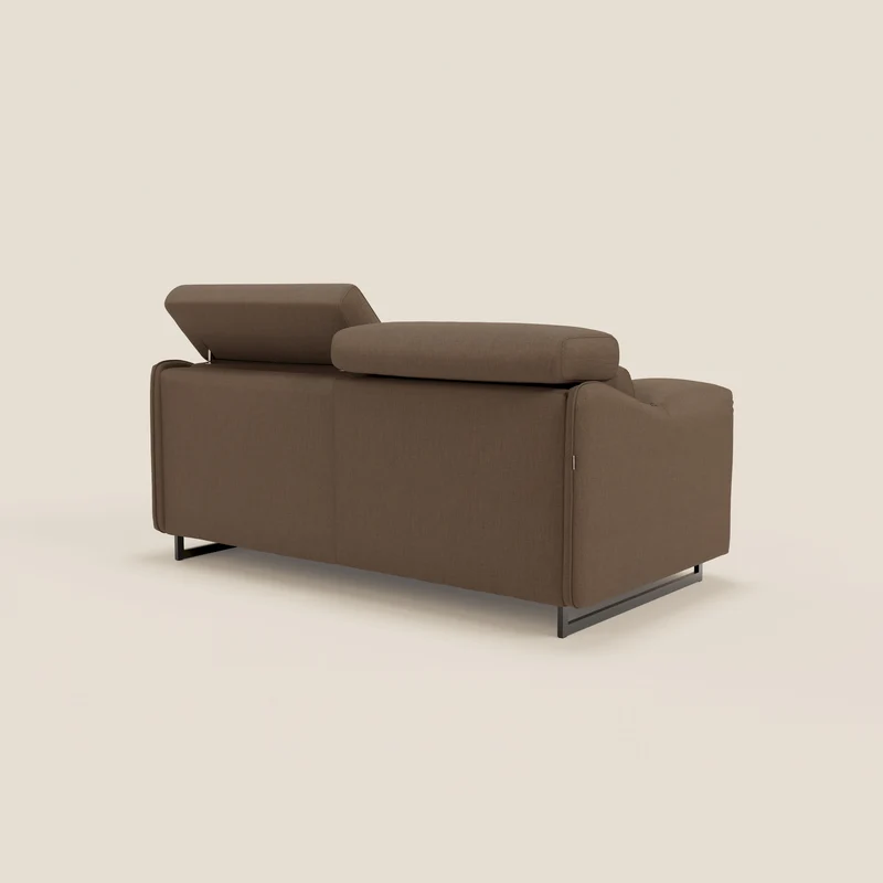 Violetta Canapé convertible matelas H18 cm - têtières réglables et accoudoirs amovibles en tissu imperméable T13 marron