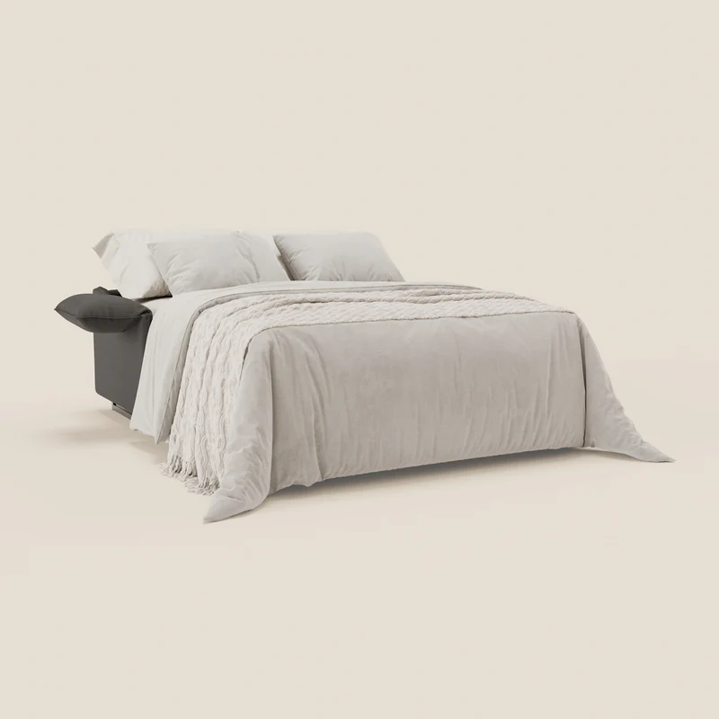 Violetta Canapé convertible matelas H18 cm - têtières réglables et accoudoirs amovibles en tissu imperméable T13 anthracite