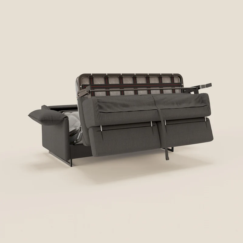 Violetta Canapé convertible matelas H18 cm - têtières réglables et accoudoirs amovibles en tissu imperméable T13 anthracite