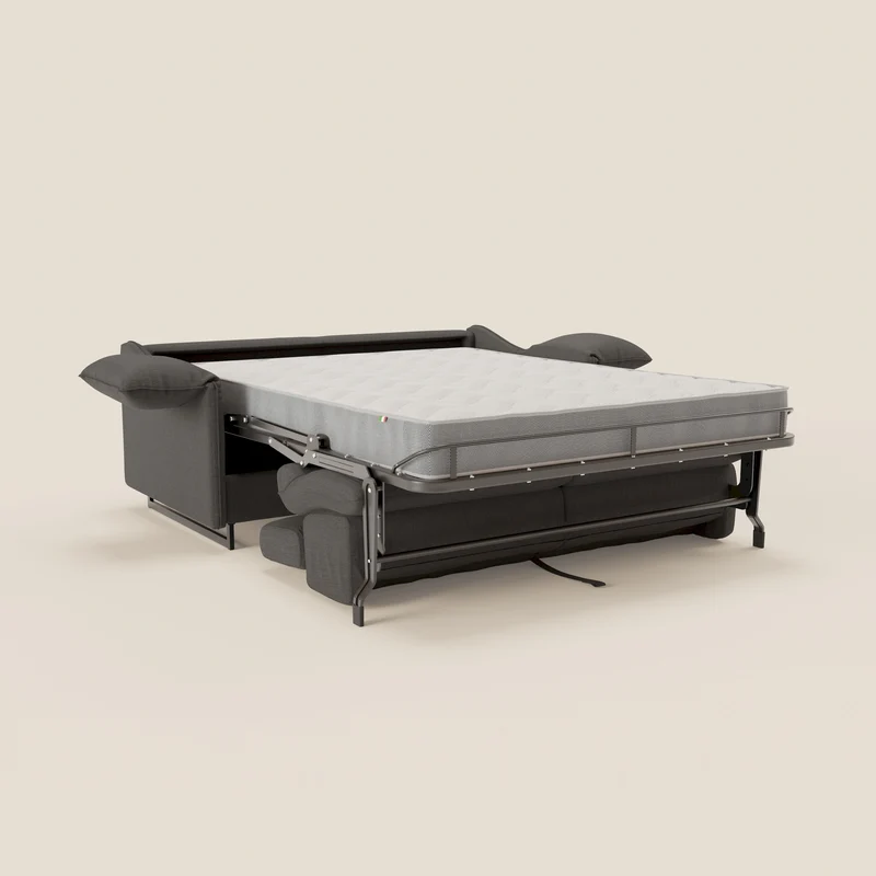 Violetta Canapé convertible matelas H18 cm - têtières réglables et accoudoirs amovibles en tissu imperméable T13 anthracite