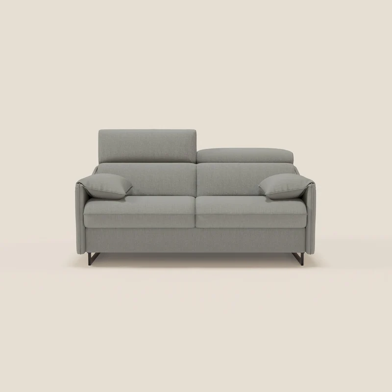 Violetta Canapé convertible matelas H18 cm - têtières réglables et accoudoirs amovibles en tissu imperméable T13 gris