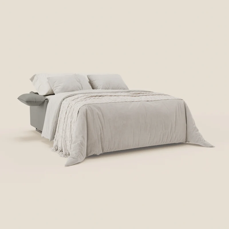 Violetta Canapé convertible matelas H18 cm - têtières réglables et accoudoirs amovibles en tissu imperméable T13 gris
