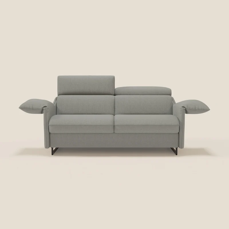 Violetta Canapé convertible matelas H18 cm - têtières réglables et accoudoirs amovibles en tissu imperméable T13 gris