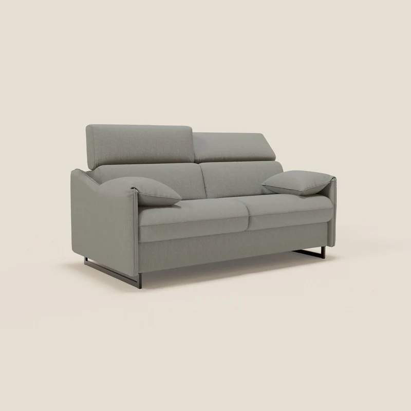 Violetta Canapé convertible matelas H18 cm - têtières réglables et accoudoirs amovibles en tissu imperméable T13 gris