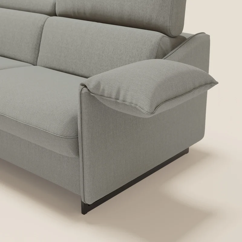 Violetta Canapé convertible matelas H18 cm - têtières réglables et accoudoirs amovibles en tissu imperméable T13 gris