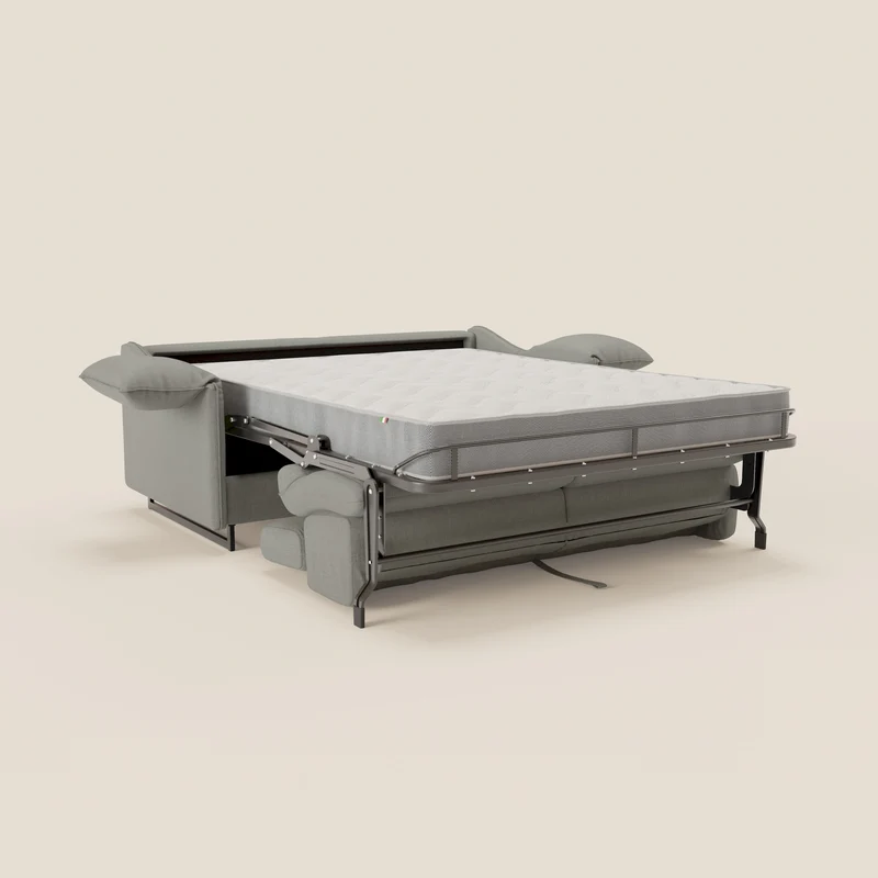 Violetta Canapé convertible matelas H18 cm - têtières réglables et accoudoirs amovibles en tissu imperméable T13 gris