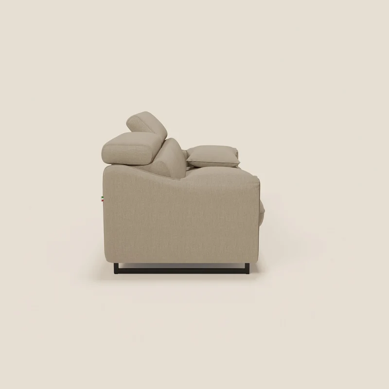 Violetta Canapé convertible matelas H18 cm - têtières réglables et accoudoirs amovibles en tissu imperméable T13 beige