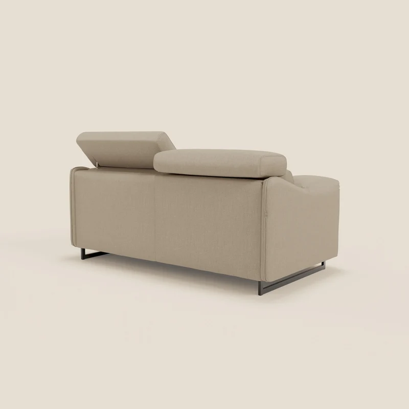 Violetta Canapé convertible matelas H18 cm - têtières réglables et accoudoirs amovibles en tissu imperméable T13 beige