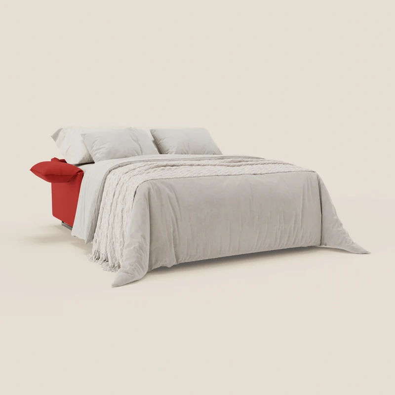 Violetta Canapé convertible matelas H18 cm - têtières réglables et accoudoirs amovibles en tissu imperméable T13 rouge