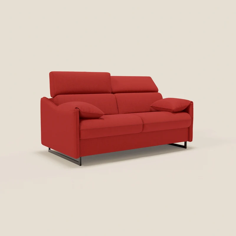 Violetta Canapé convertible matelas H18 cm - têtières réglables et accoudoirs amovibles en tissu imperméable T13 rouge