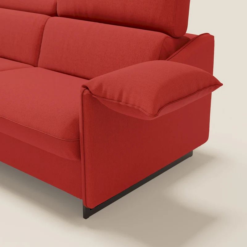 Violetta Canapé convertible matelas H18 cm - têtières réglables et accoudoirs amovibles en tissu imperméable T13 rouge