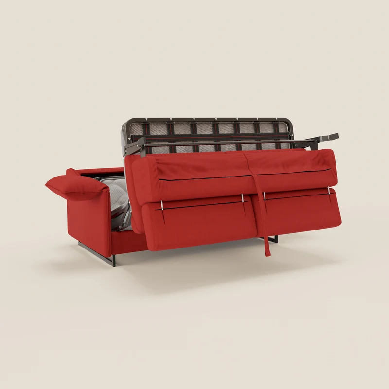 Violetta Canapé convertible matelas H18 cm - têtières réglables et accoudoirs amovibles en tissu imperméable T13 rouge