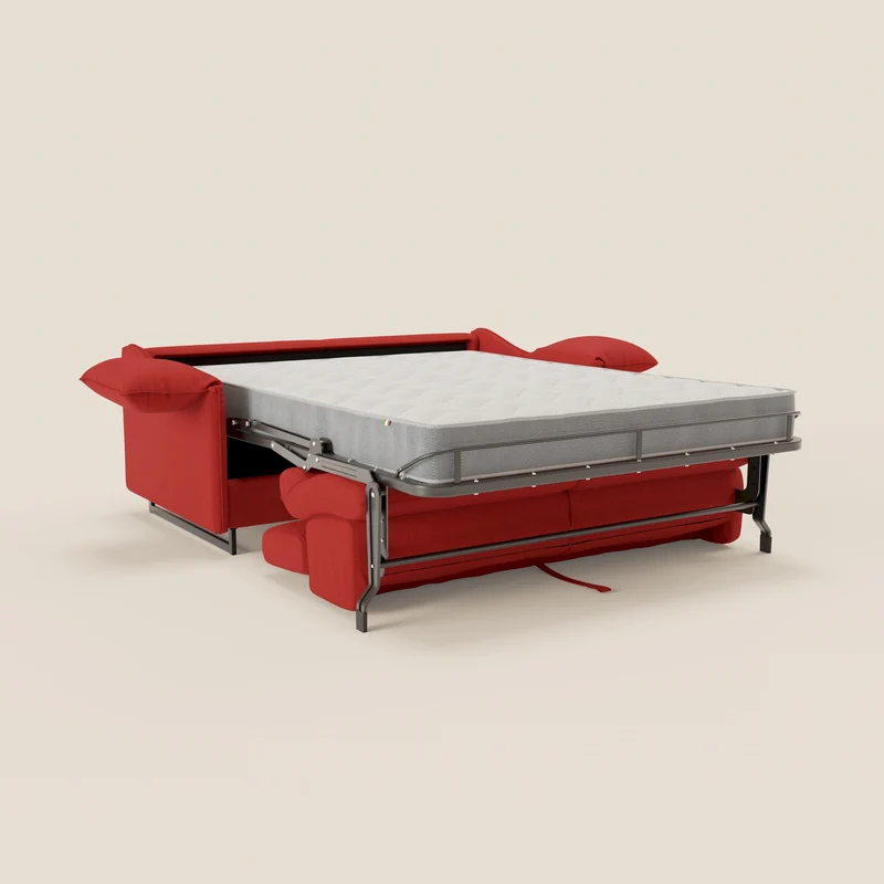 Violetta Canapé convertible matelas H18 cm - têtières réglables et accoudoirs amovibles en tissu imperméable T13 rouge