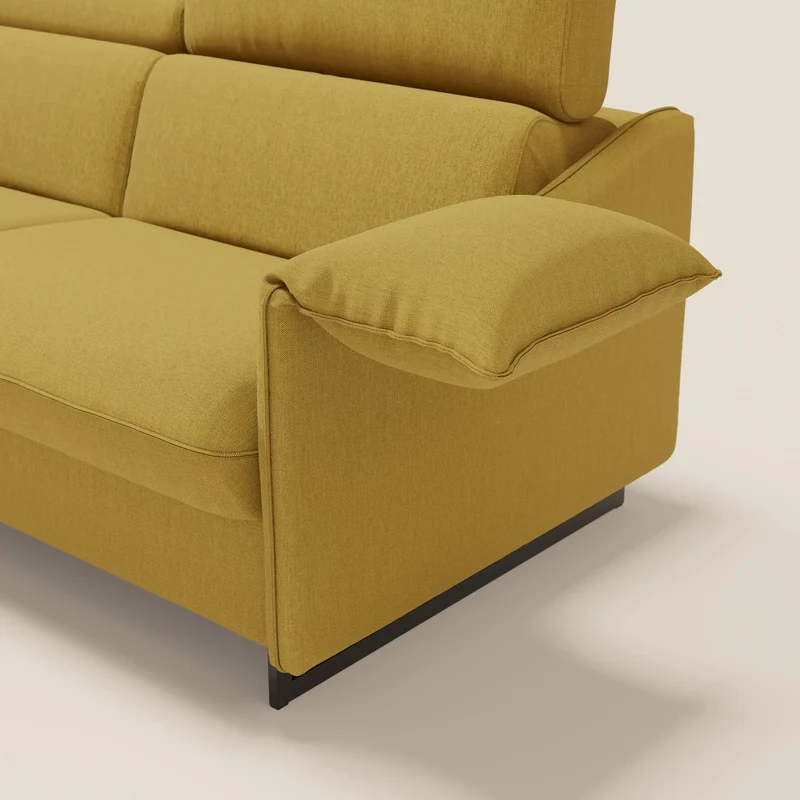 Violetta Canapé convertible matelas H18 cm - têtières réglables et accoudoirs amovibles en tissu imperméable T13 jaune