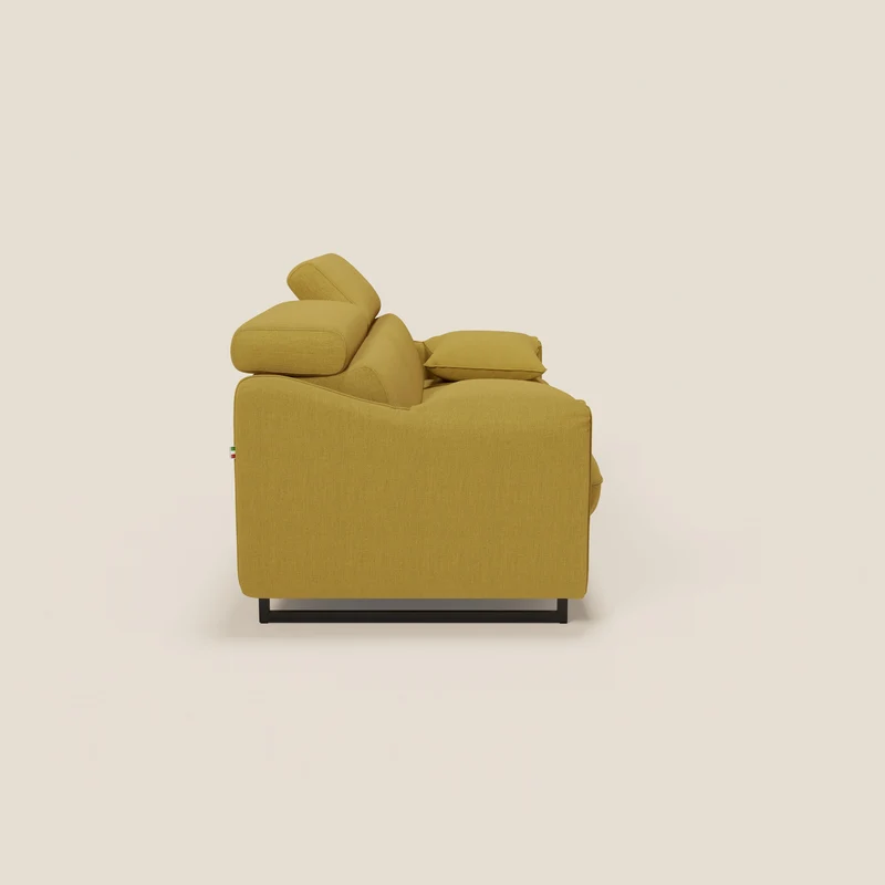 Violetta Canapé convertible matelas H18 cm - têtières réglables et accoudoirs amovibles en tissu imperméable T13 jaune